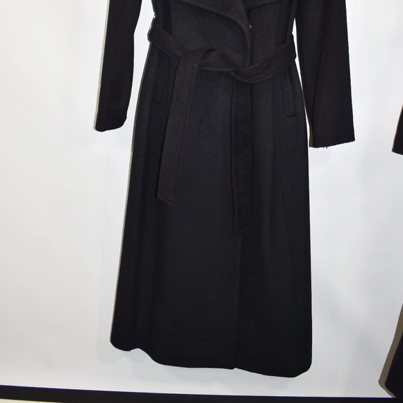 $550 COLE HAAN SIGNATURE Slick Wool Blend Wrap Coat BLACK WARM SIZE 4 - Picture 5 of 10